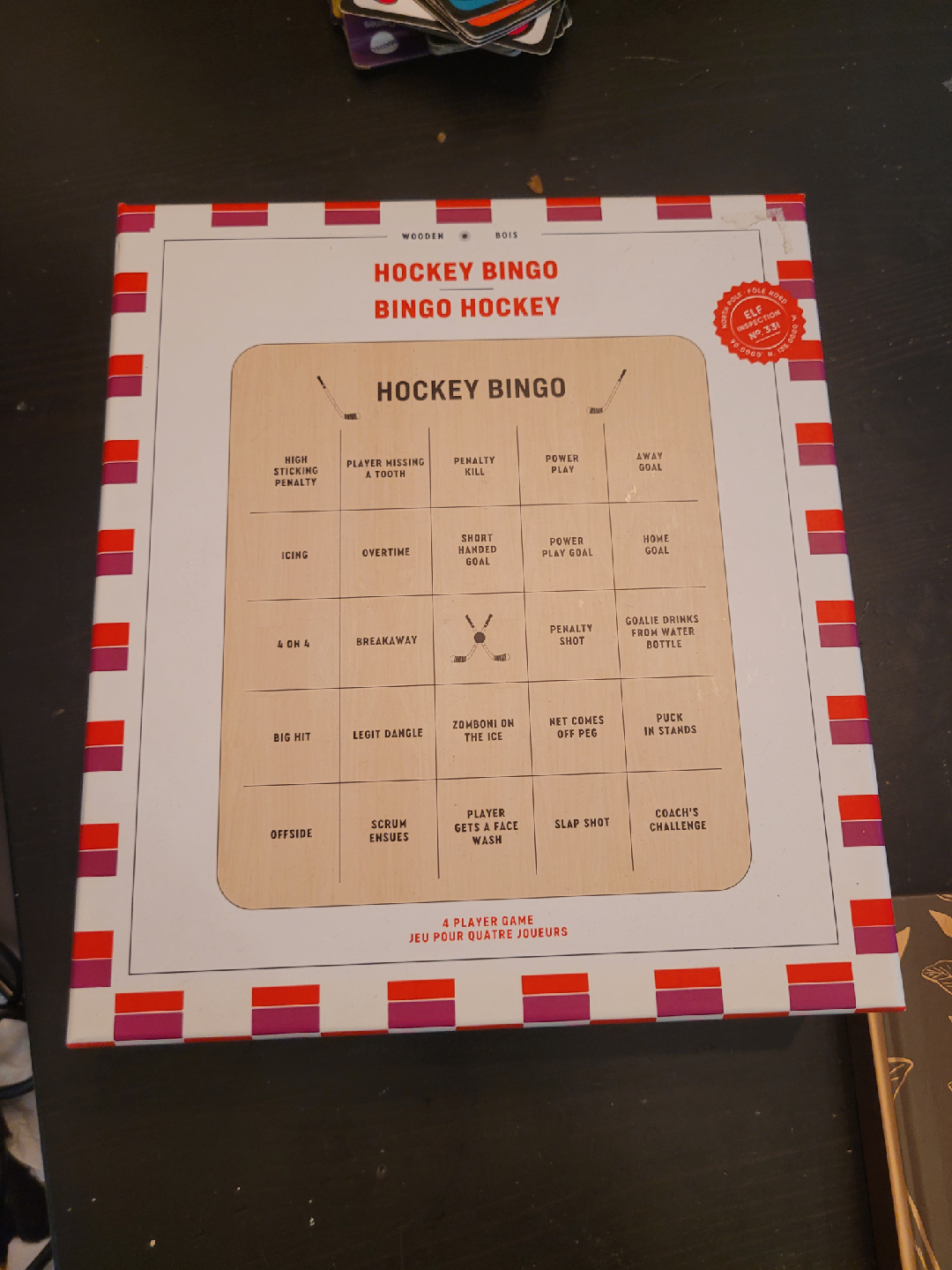 Wooden Hockey Bingo Game