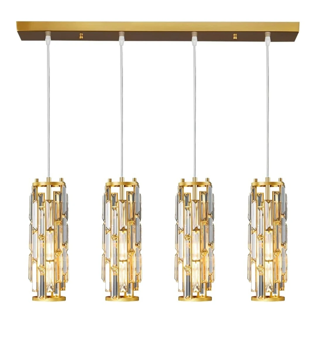 4-Light Crystal Chandelier Pendant Light - Gold