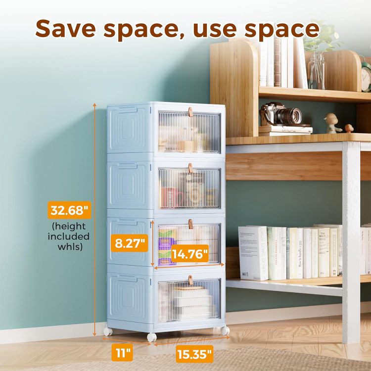 Stackable Storage Drawer Cabinet with Wheels - photo 2