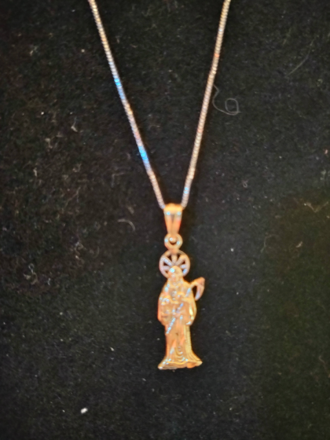 Santa Muerte 14k Gold solid Necklace/charm - photo 2