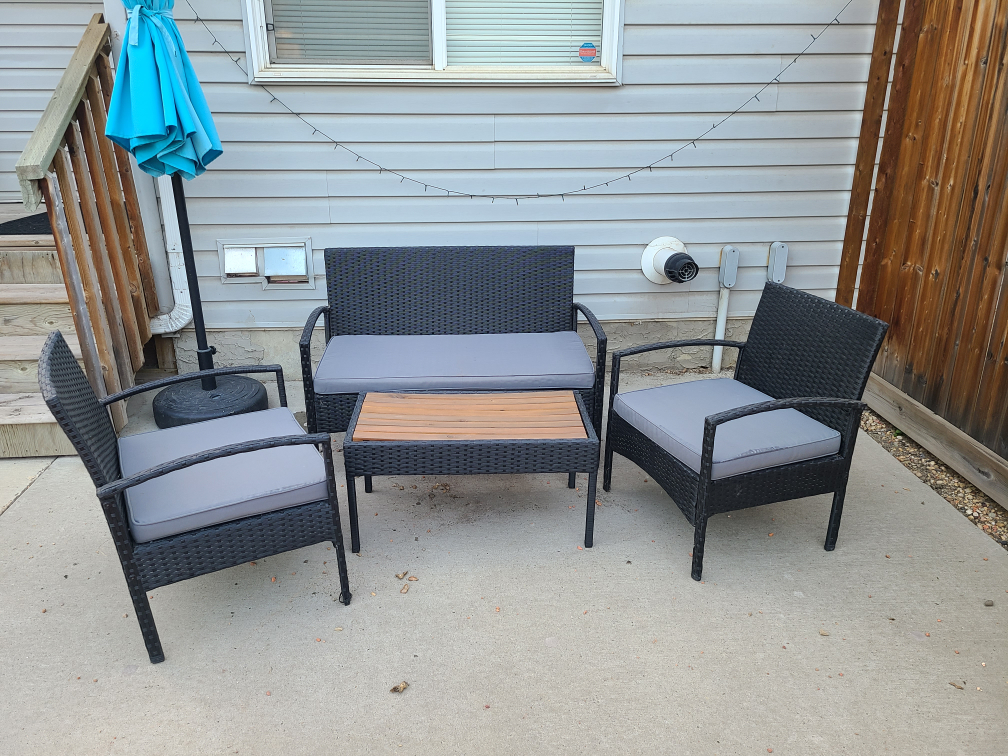 Outdoor Wicker Patio Set - Loveseat, Chairs & Table