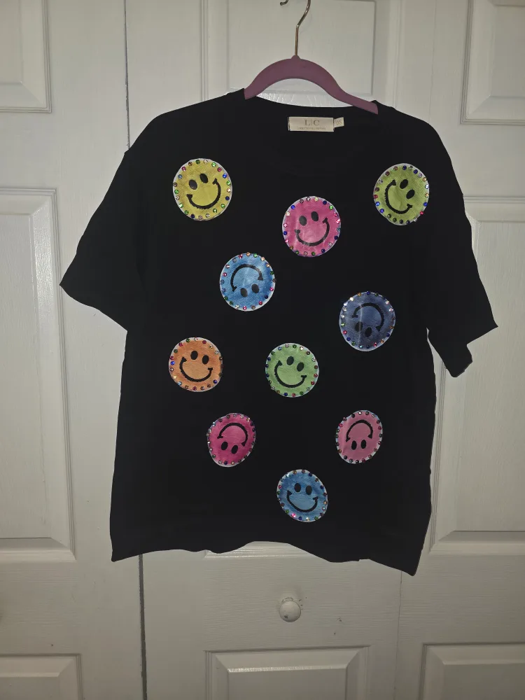 LC Black Smiley Face T-Shirt thumbnail