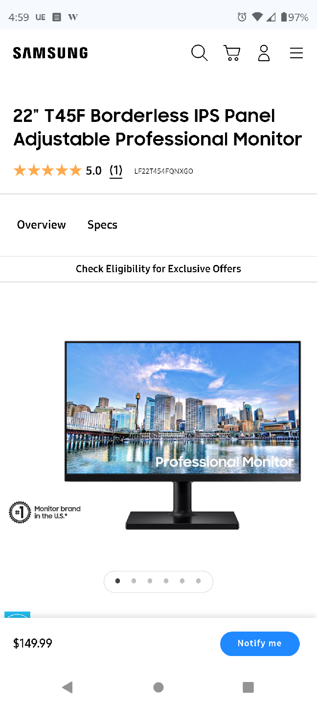Samsung 22" T45F Borderless IPS Monitor