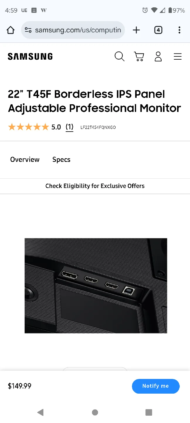 Samsung 22" T45F Borderless IPS Monitor image indicator(3)