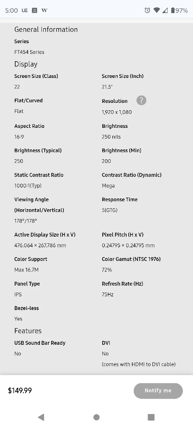 Samsung 22" T45F Borderless IPS Monitor image indicator(6)