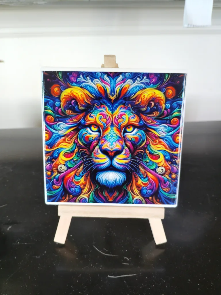 Colorful Lion Art on Easel image indicator(2)