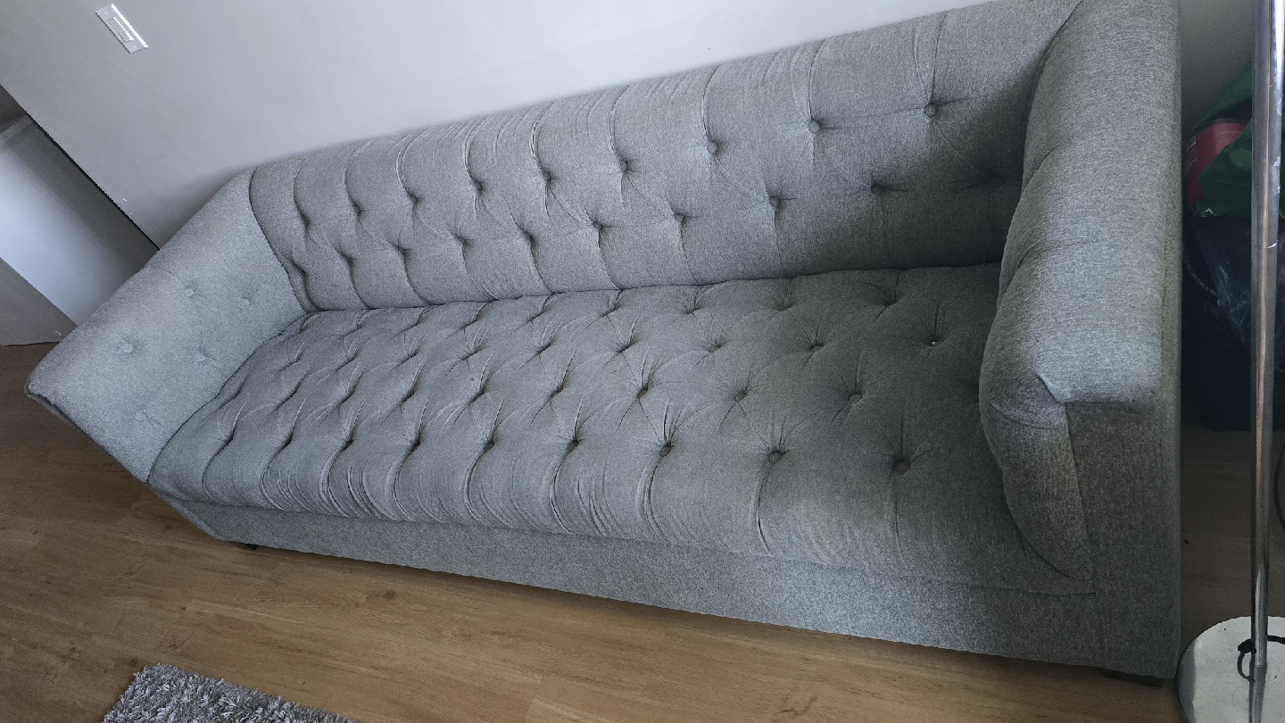 Grey Tufted Sofa - Some Damage