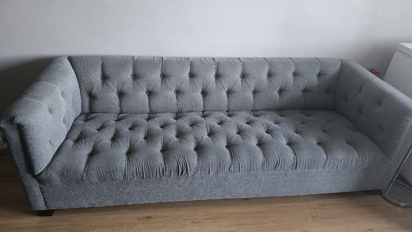 Grey Tufted Sofa - Some Damage - photo 2