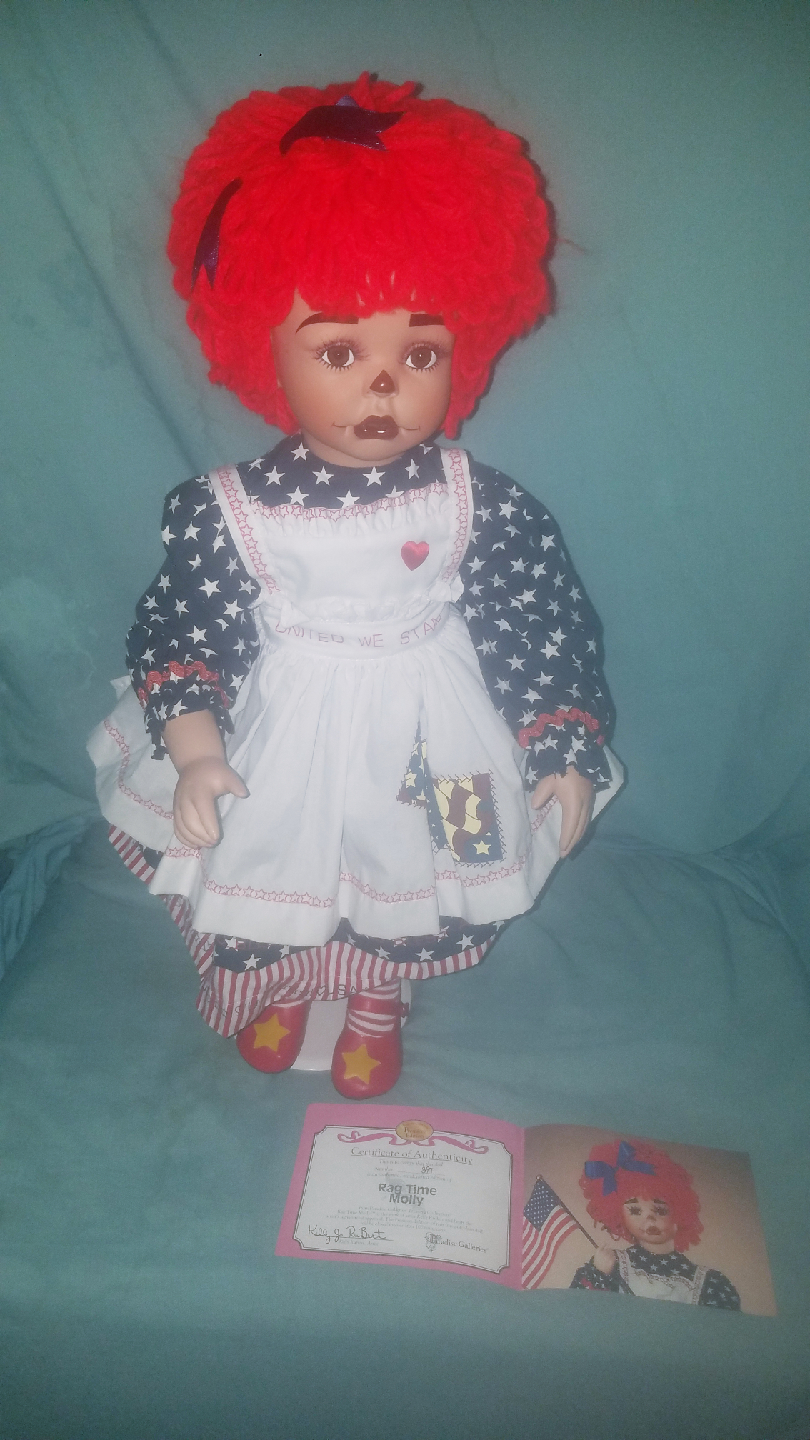 Paradise Galleries Ragtime Molly 24" Doll w Stand and COA