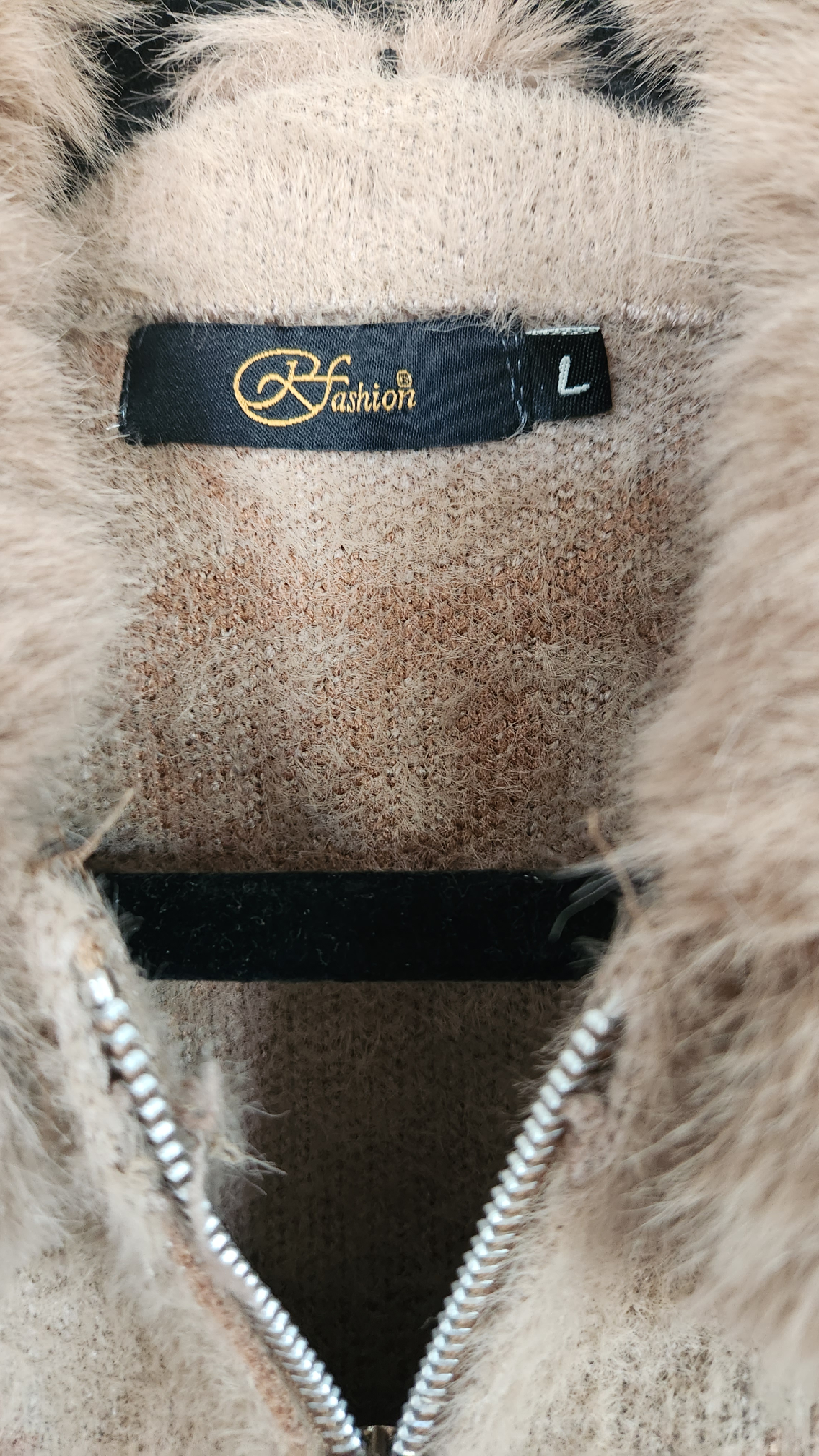 BFashion Fur Collar Zip-Up Cardigan - Size L - photo 2