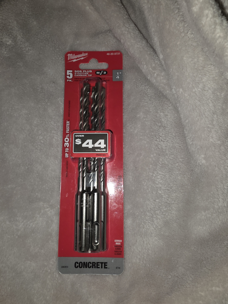 Milwaukee 5-Piece SDS-Plus M/2 Drill Bit Set, 1/4"
