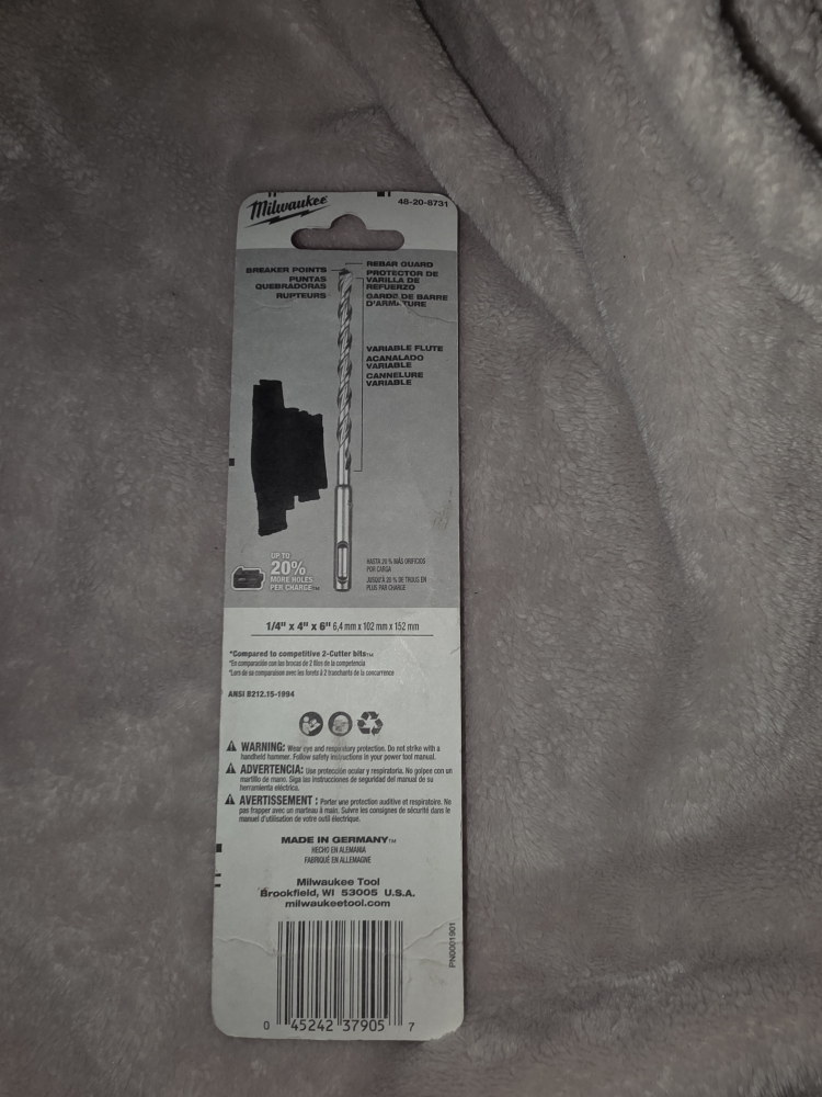 Milwaukee 5-Piece SDS-Plus M/2 Drill Bit Set, 1/4" - photo 2