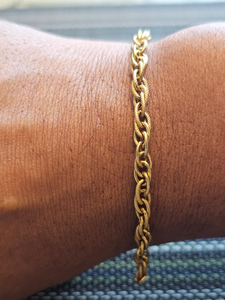14K Gold Rope Chain Bracelet - 7.5 inches thumbnail