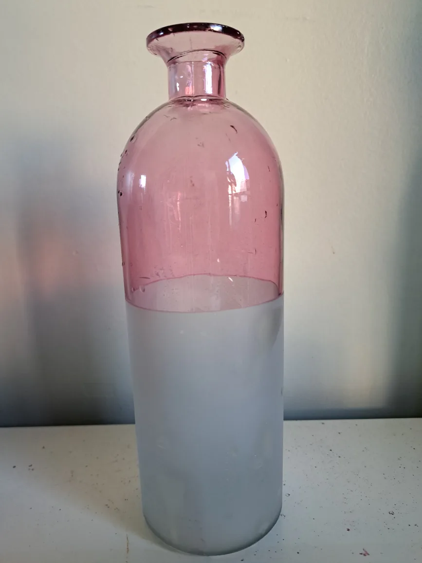 Pink and Frosted Glass Vase thumbnail