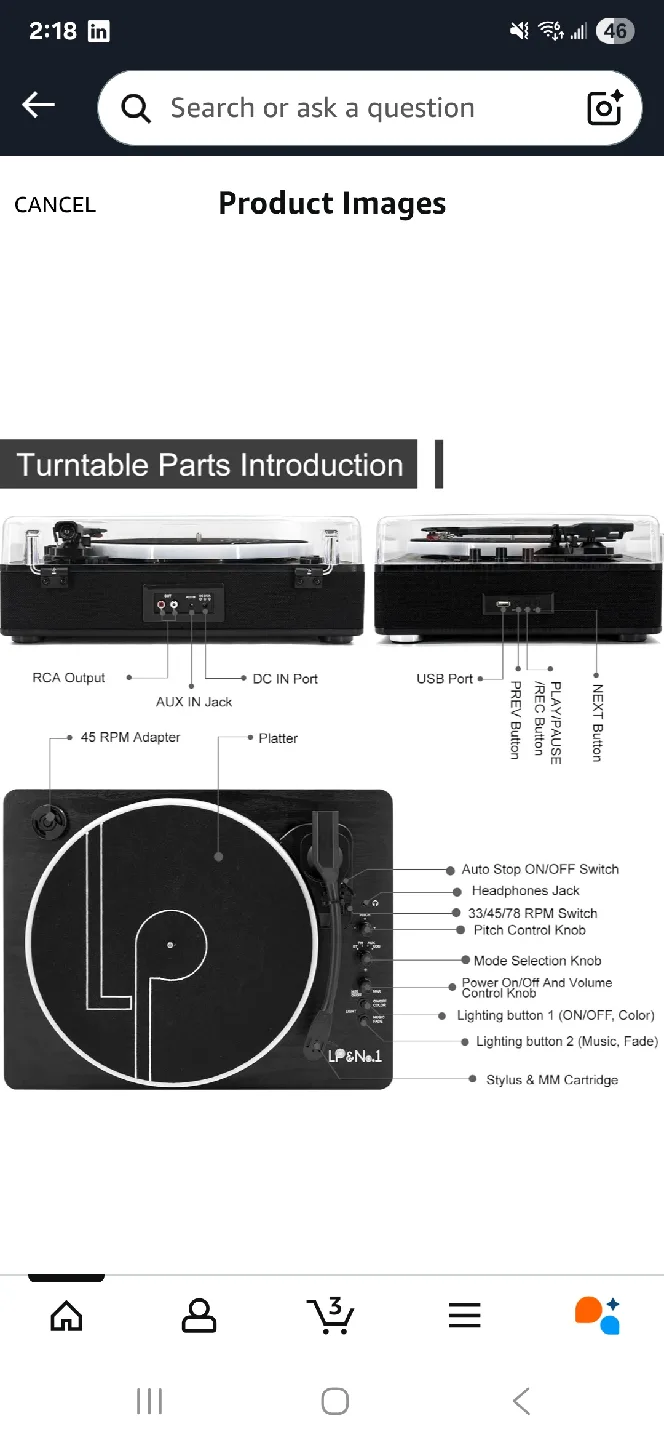 LP&No.1 Vintage Turntable Model LPSC-008 - BLACK WOOD NOT BROWN image indicator(2)