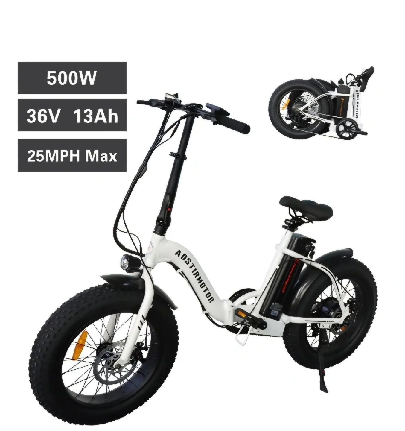 Aostirmotor Folding Electric Bike - White image indicator(2)