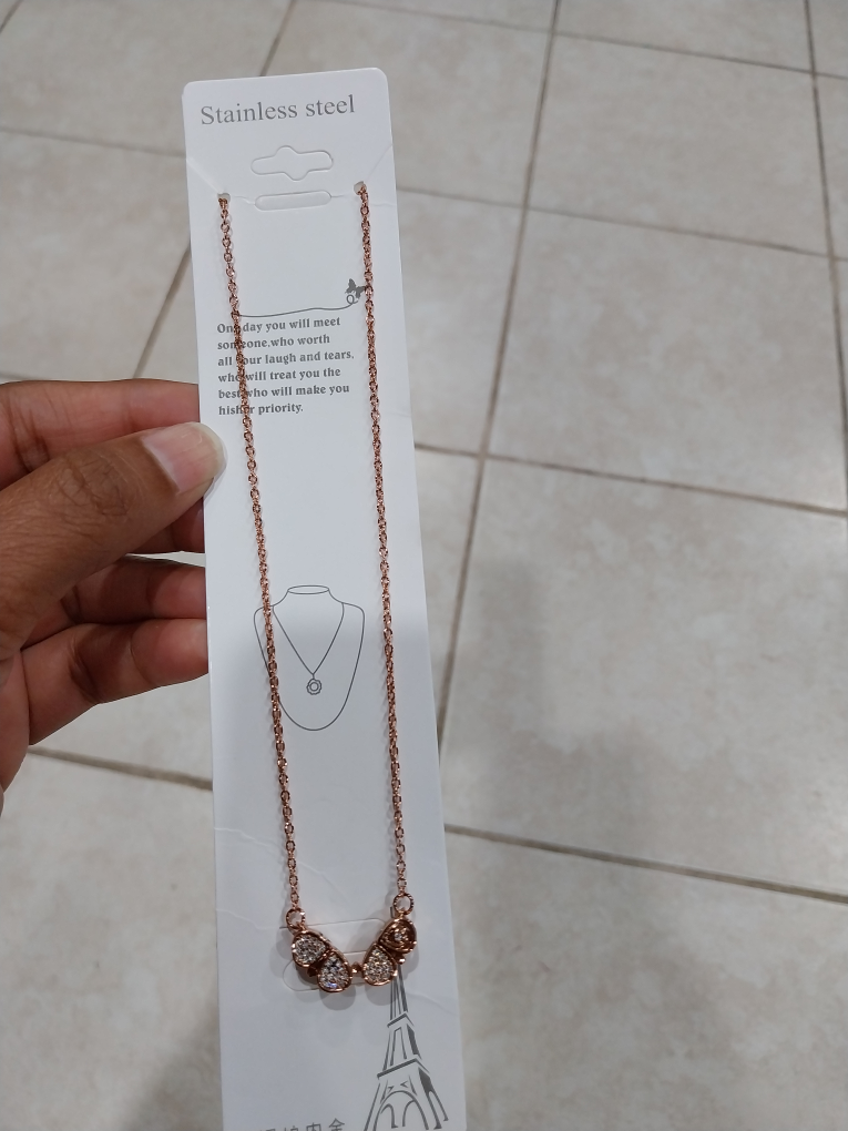 Stainless Steel Rose Gold Clover Necklace - photo 4