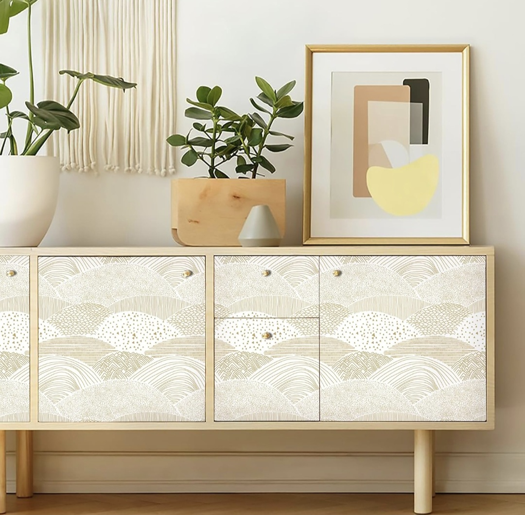 White and Gold Dot/Line Peel and Stick Wallpaper 17.3''x78.7'' - photo 4