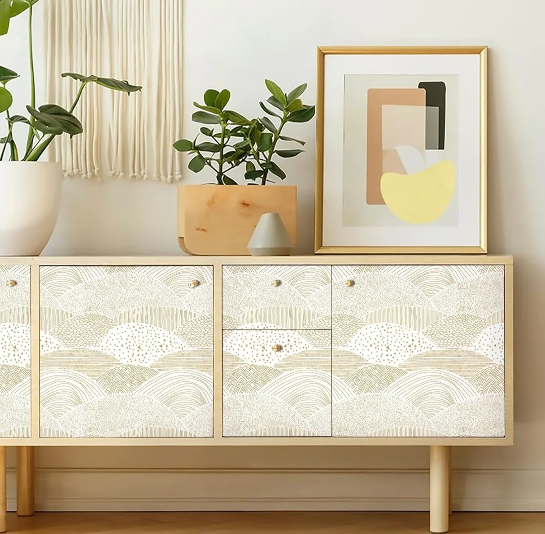 White and Gold Dot/Line Peel and Stick Wallpaper 17.3''x78.7'' image indicator(4)