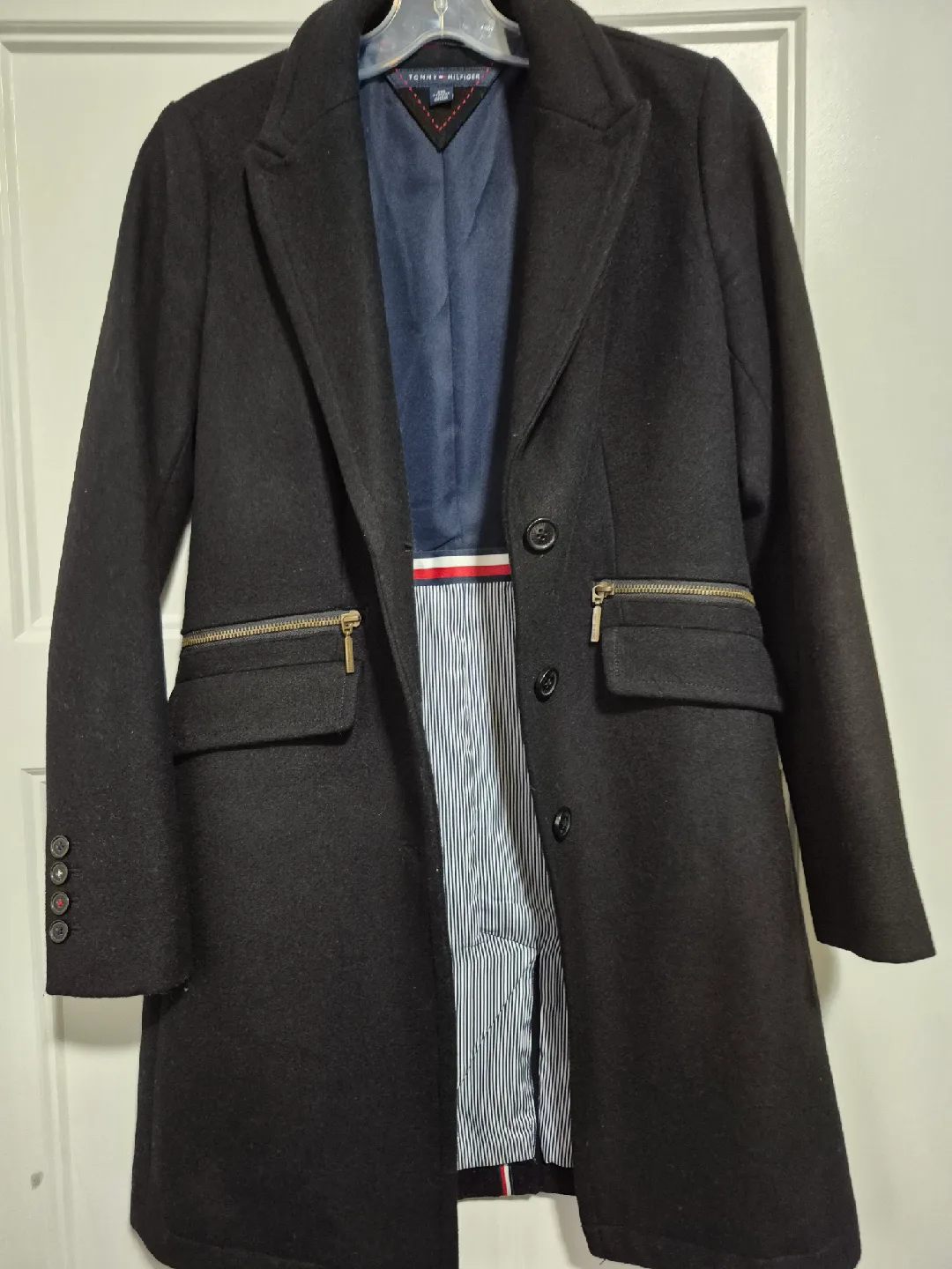Tommy Hilfiger Black Wool Blend Coat - Size XXS image indicator(2)