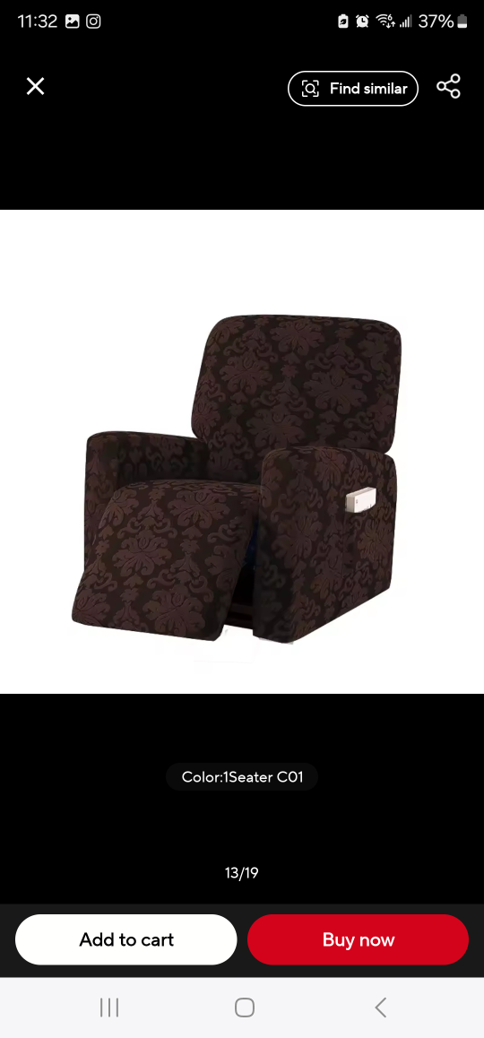 Recliner Sofa Cover - Brown Patterned - photo 2