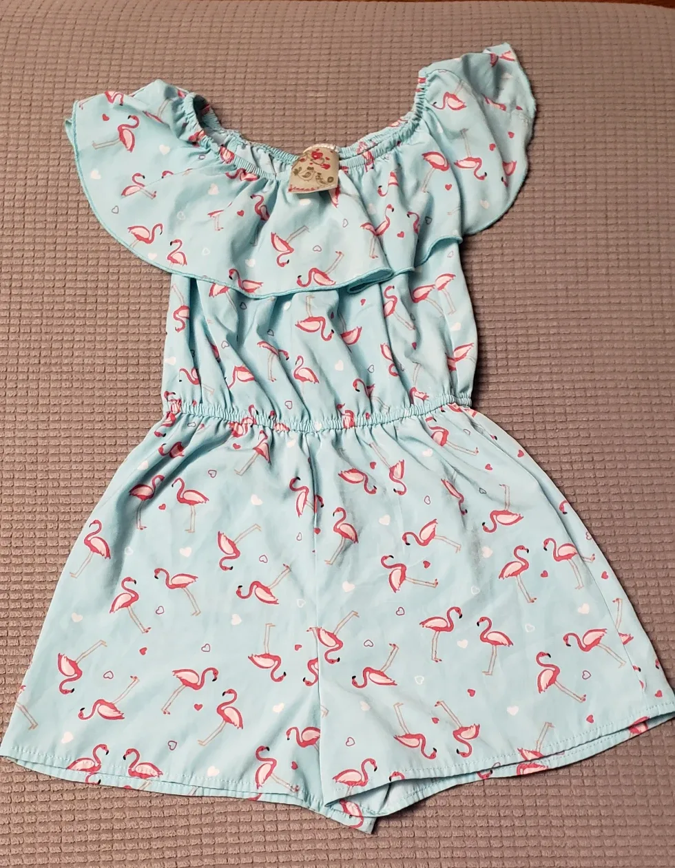 Flamingo Print Romper Girls size 7 thumbnail