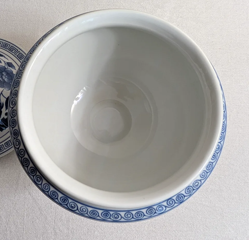 Vintage Bombay Blue & White Porcelain Pedestal Bowl image indicator(5)