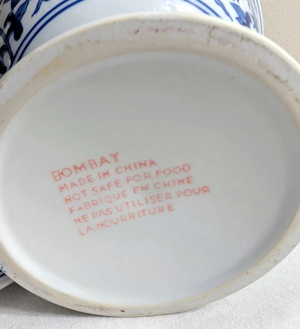 Vintage Bombay Blue & White Porcelain Pedestal Bowl image indicator(8)