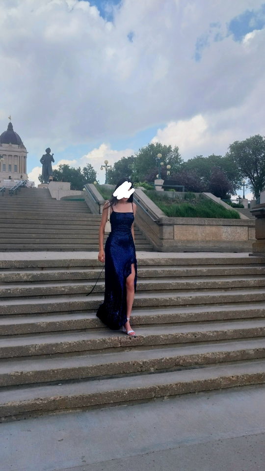 Sequin Sheath/Column Dress for Grad/Prom - Navy Blue