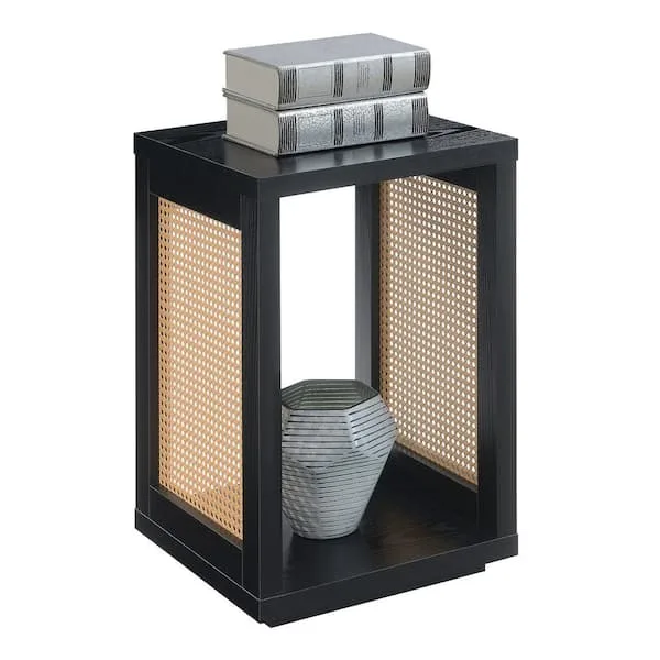 Black Rattan Weave Accent Table thumbnail