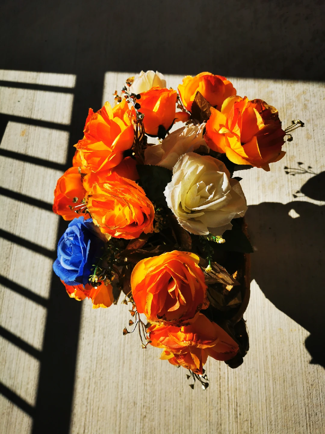 artificial flowers and vase