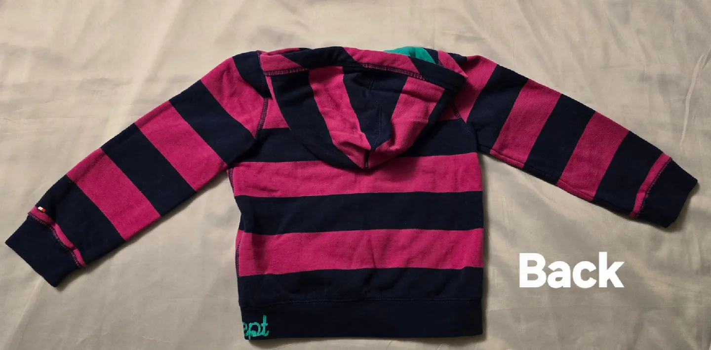 NEW! Girls Tommy Hilfiger Striped Zip-Up Hoodie! Size 4T image indicator(5)