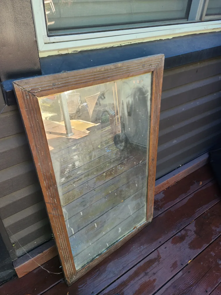 Vintage Wood Framed Mirror thumbnail