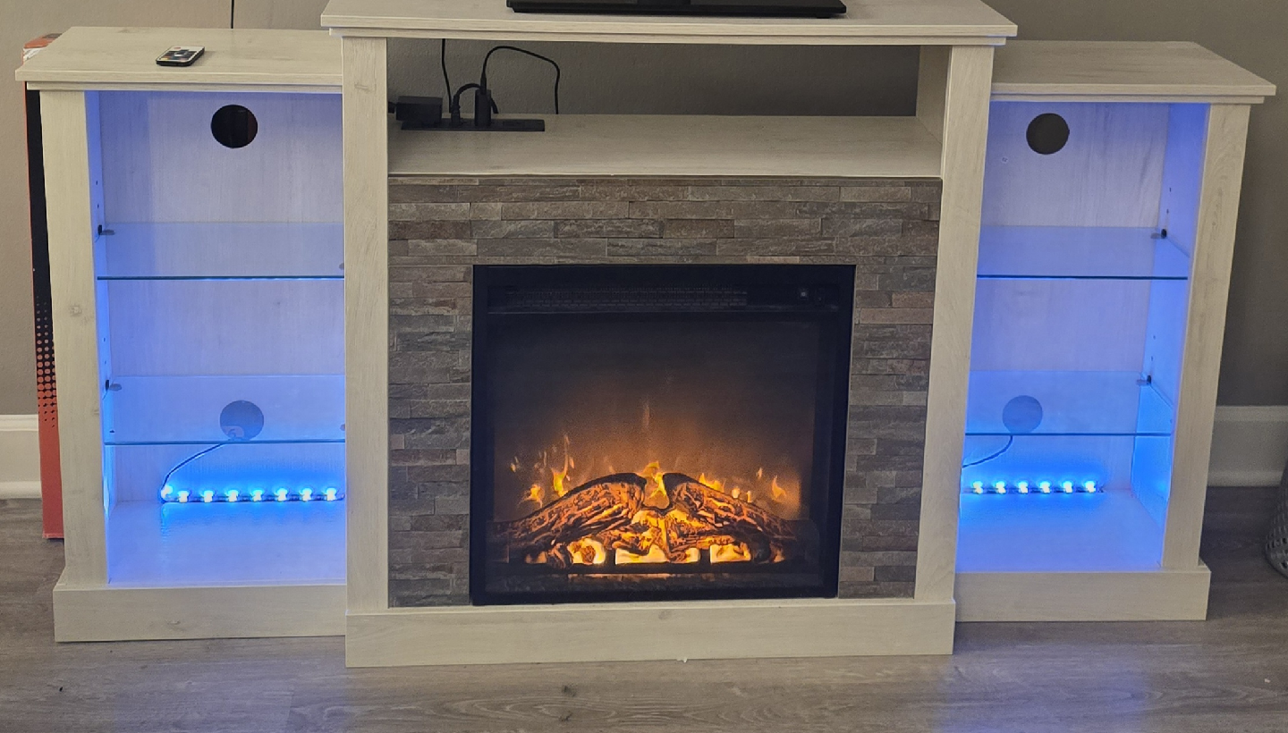 Fireplace TV stand with L.E.D lights