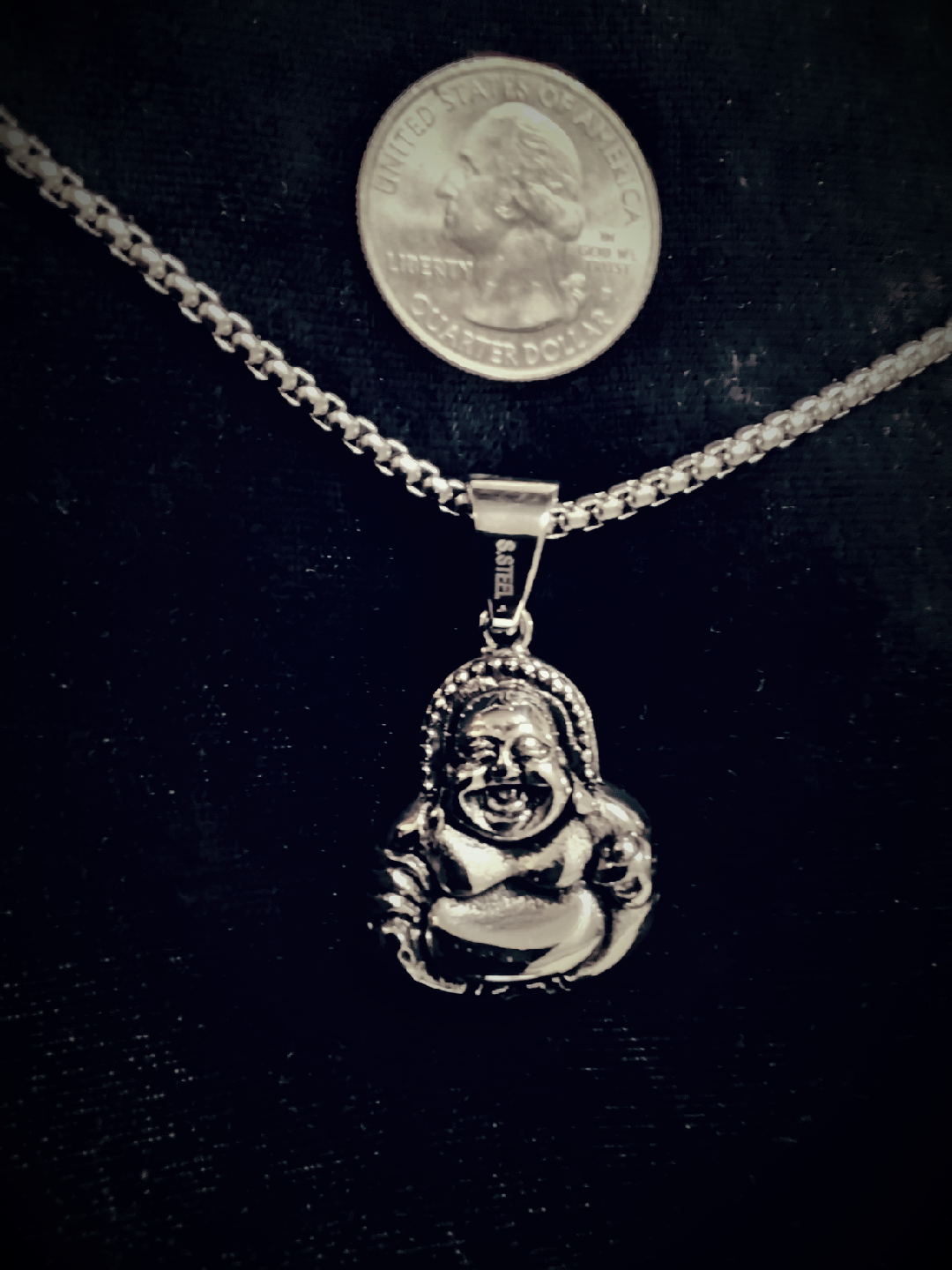 stainless steel Buddha necklace