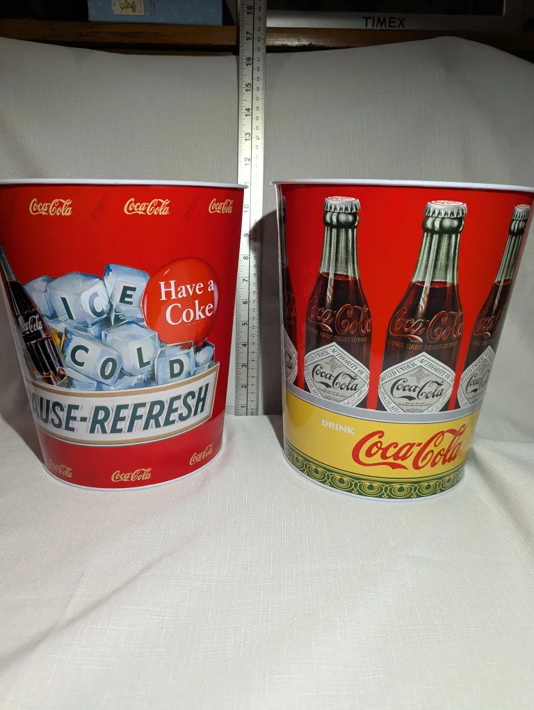 Coca Cola Coke metal garbage cans. Never Used thumbnail