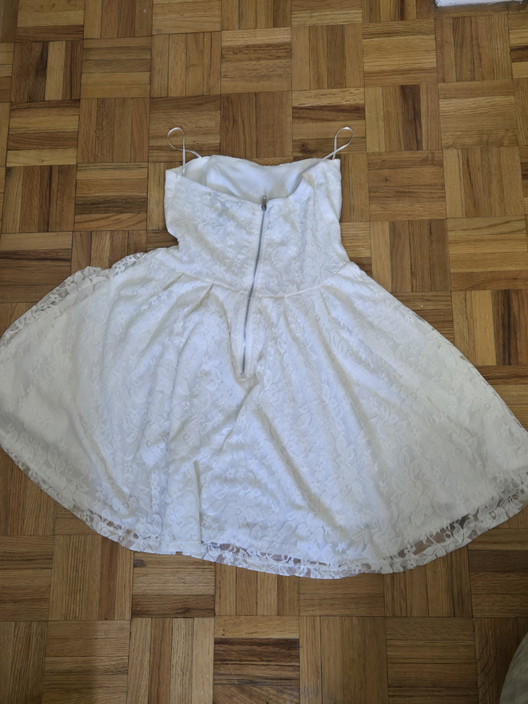 Cute Short White Babydoll Lace Dress - Size M - photo 2