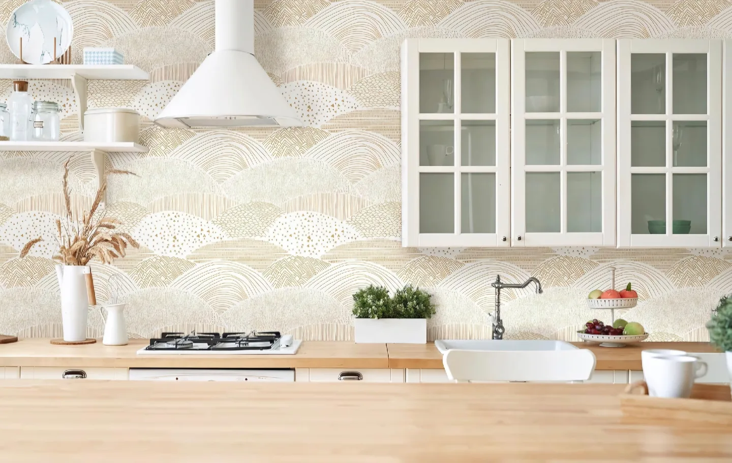 White and Gold Dot/Line Peel and Stick Wallpaper 17.3''x78.7'' image indicator(6)