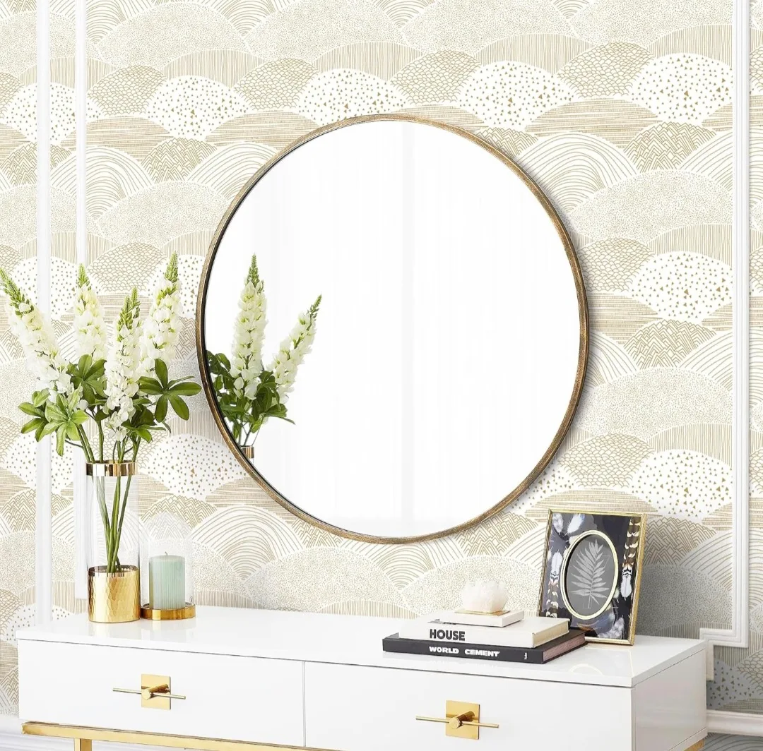 White and Gold Dot/Line Peel and Stick Wallpaper 17.3''x78.7'' image indicator(7)