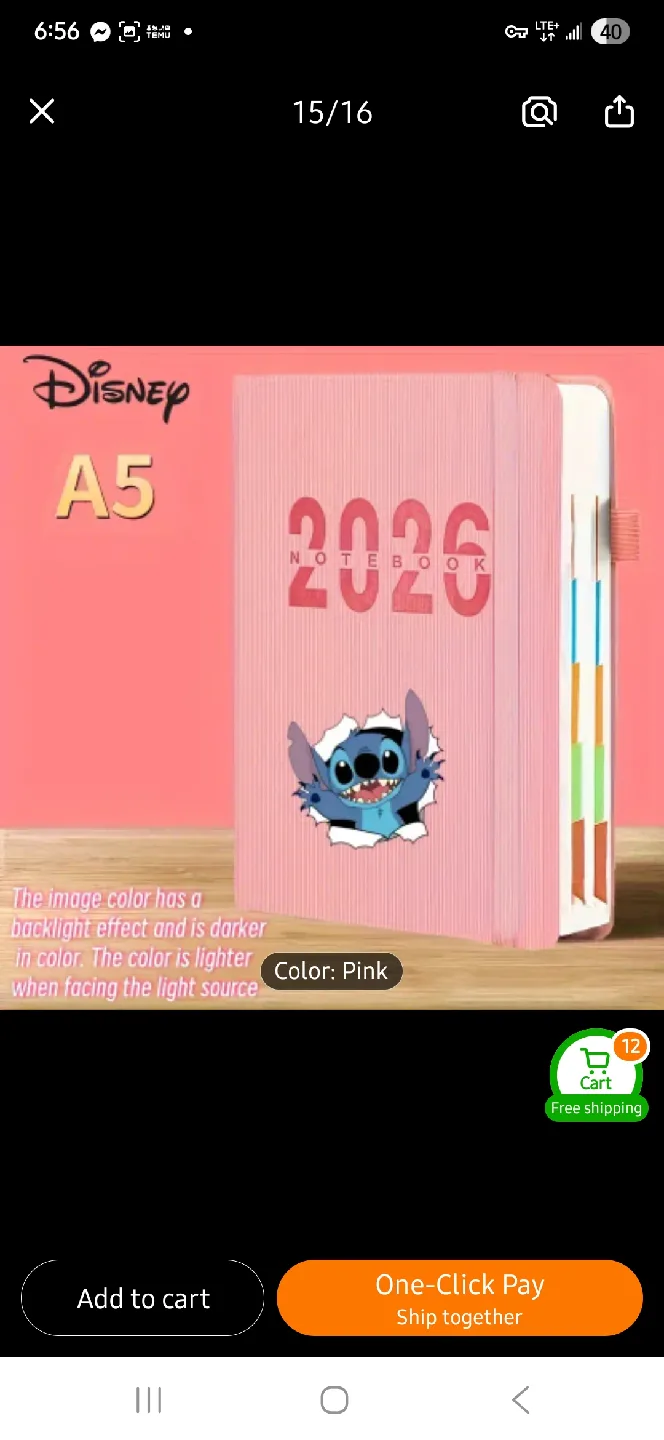 NEW Disney 2026 Stitch A5 Notebook - Pink 💖 thumbnail