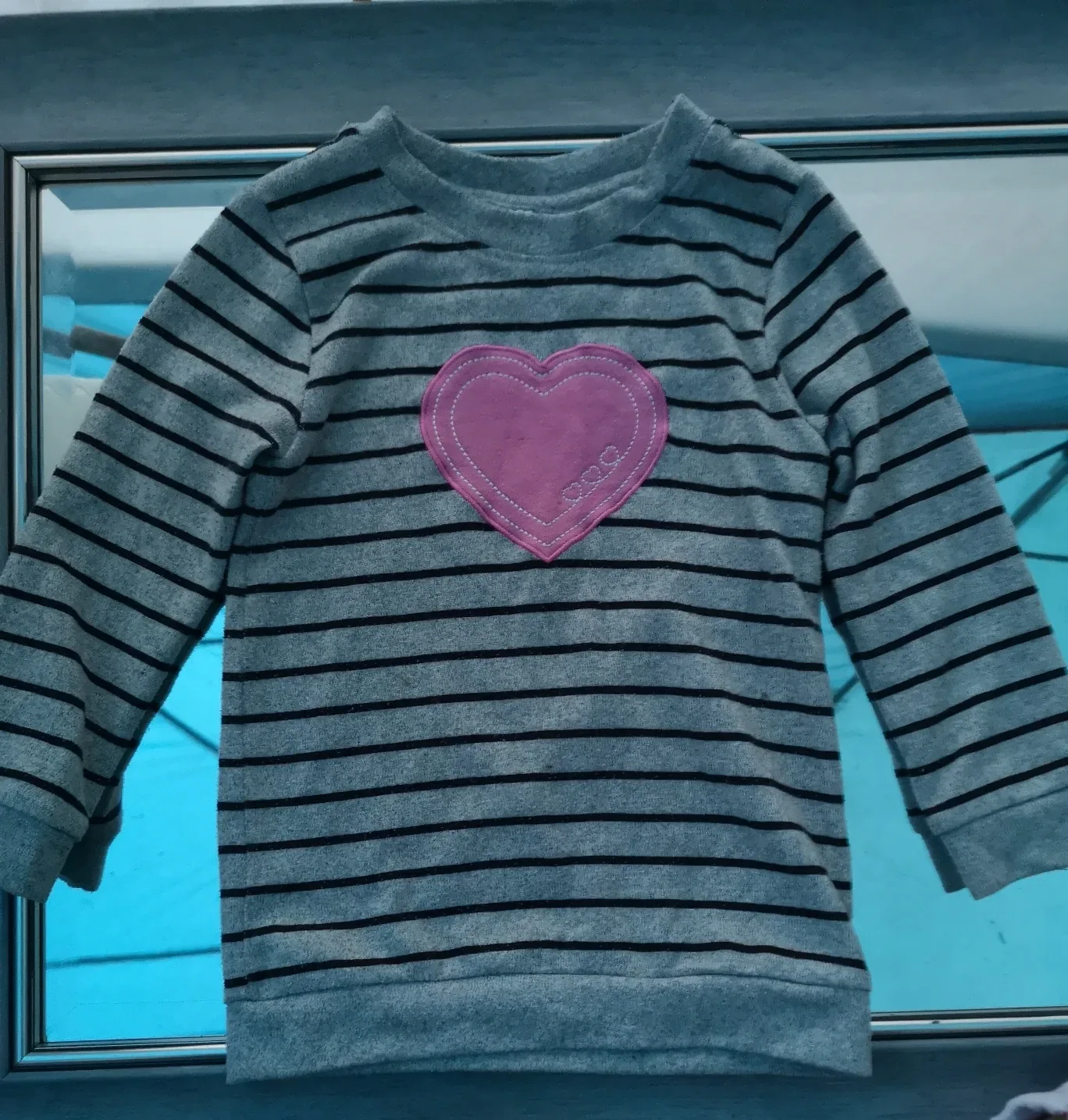 Striped Heart Appliqué Toddler Sweater thumbnail