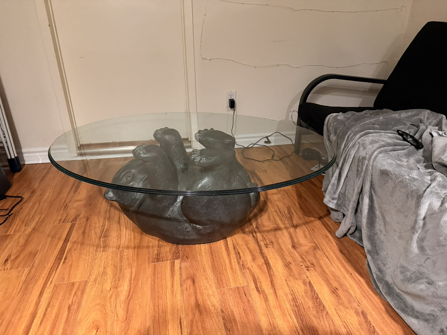 Glass Top Bear Base Coffee Table