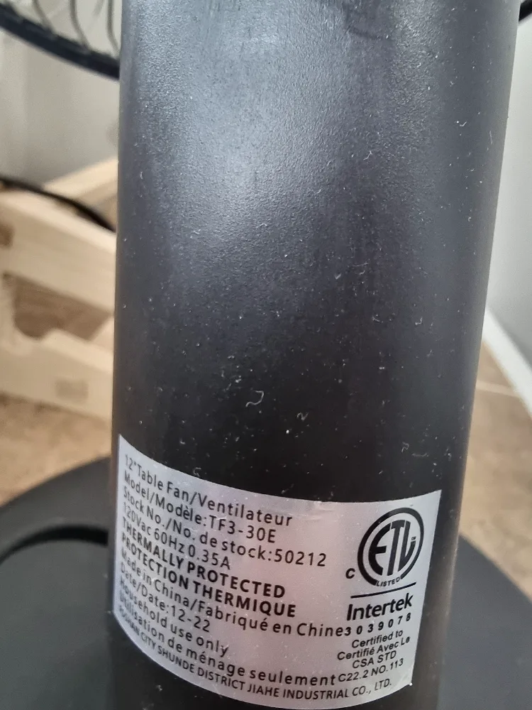 12" Table Fan TF3-30E image indicator(3)