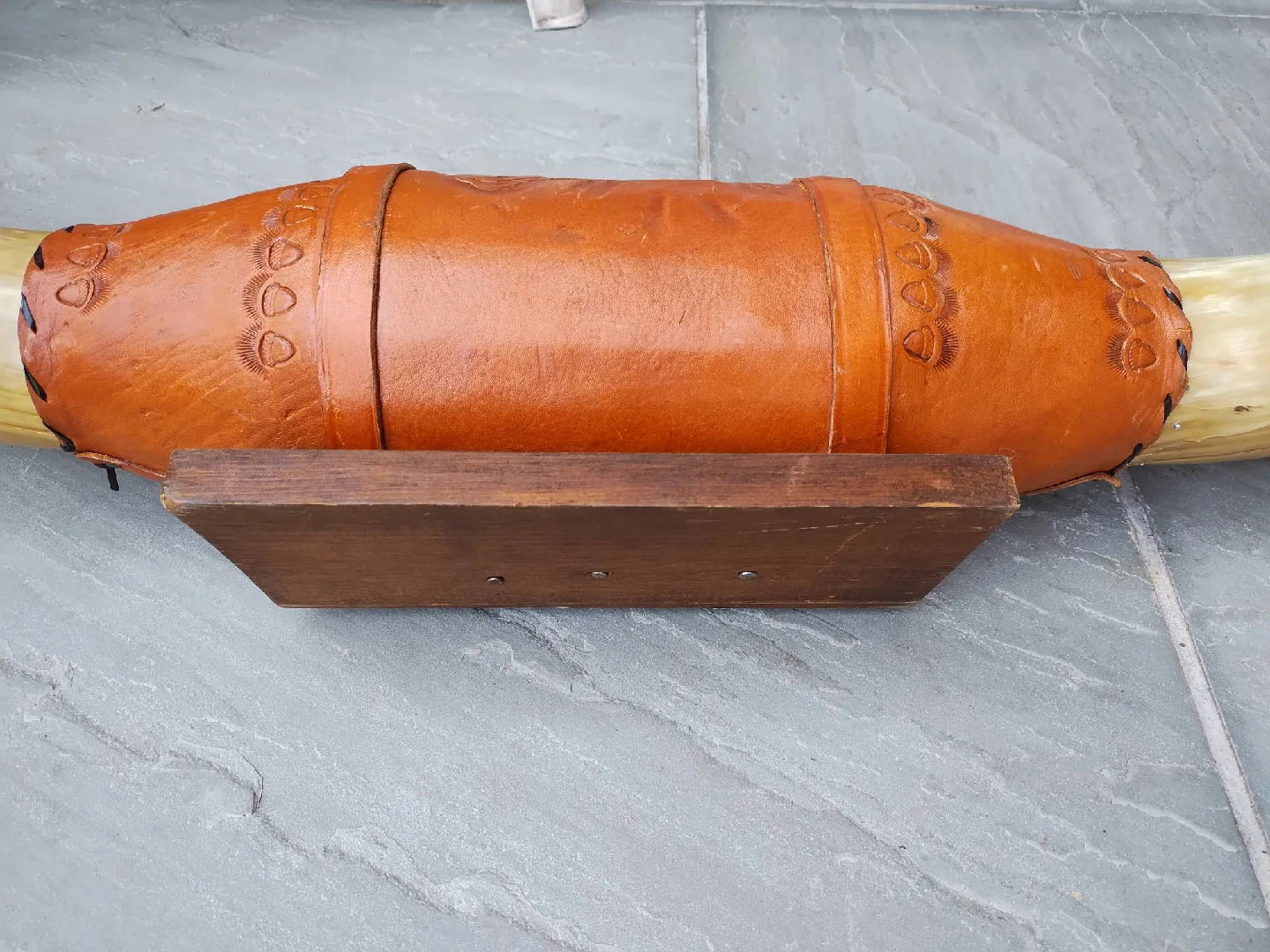 Decorative Carved LongHorn With Leather image indicator(7)