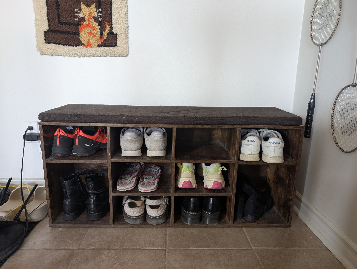Shoe Rack Bench with Cushioned Seat