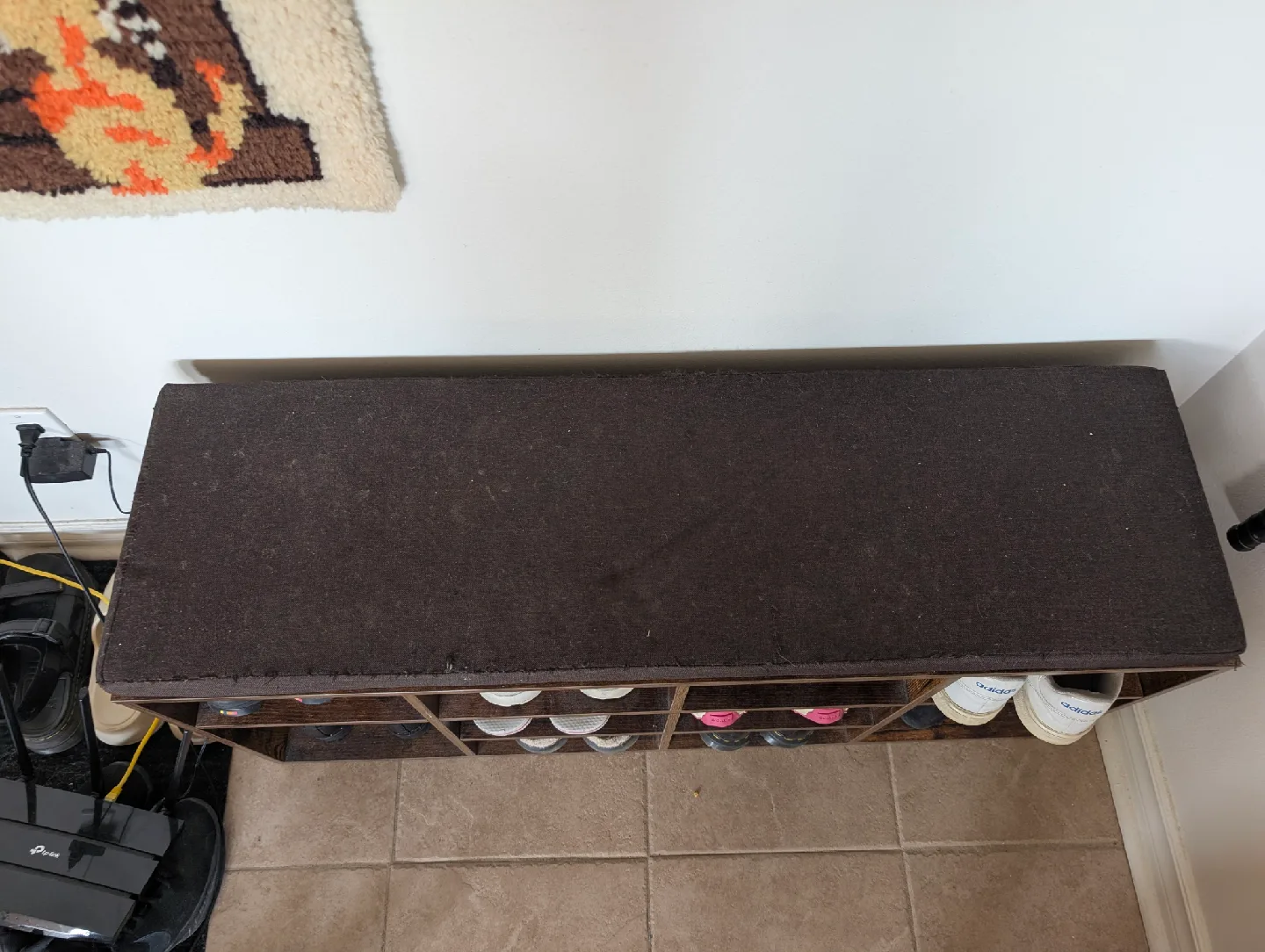 Shoe Rack Bench with Cushioned Seat image indicator(2)