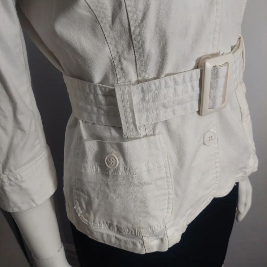 Casual Pure Comfort White Belted Jacket - M/M image indicator(3)