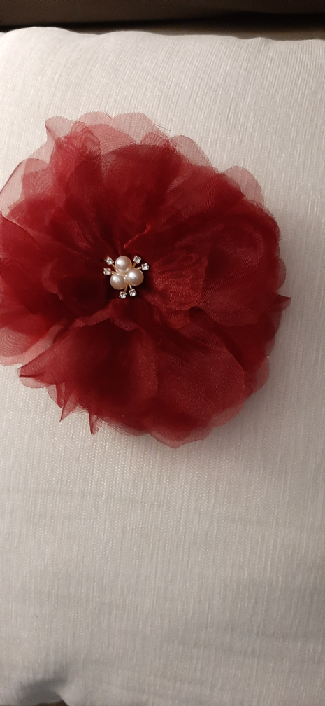 Burgundy Flower Hair Clip - 4.5 inch - photo 3