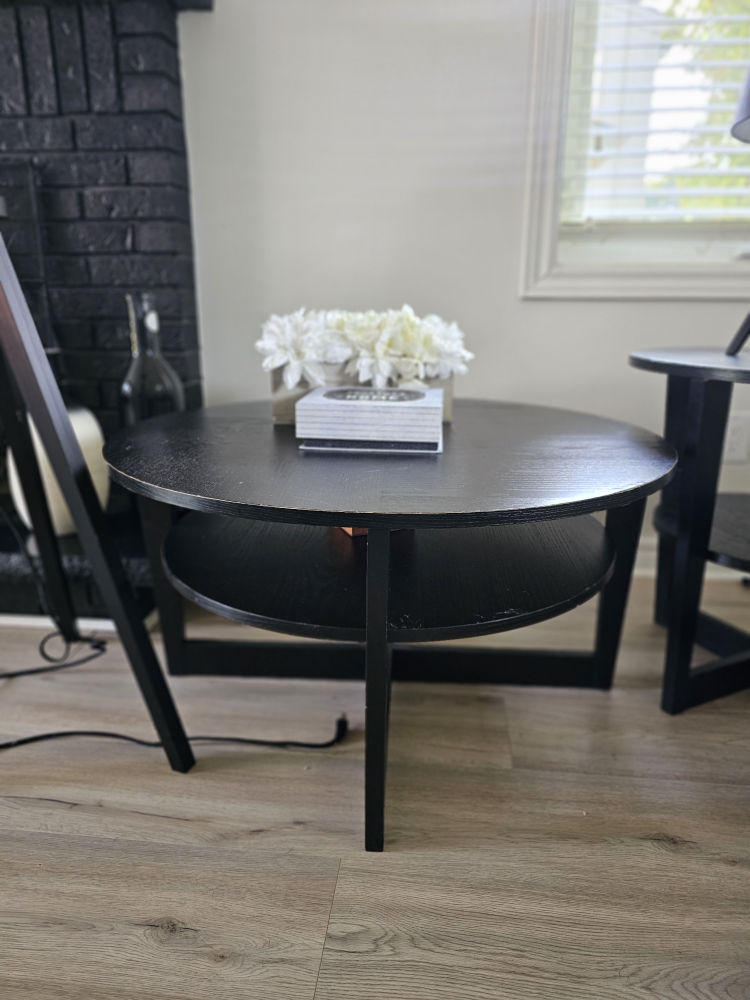 Black Round Side Table & Floor Lamp Set - photo 4
