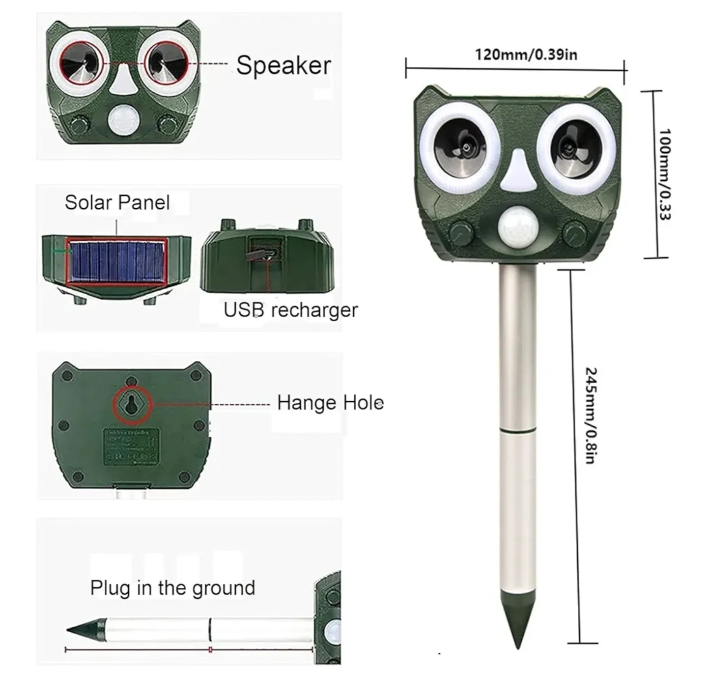 Ultrasonic Solar Animal Repeller. Garden Protector image indicator(7)